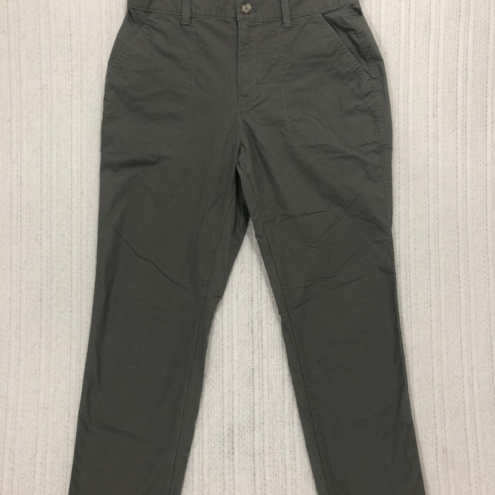 Eddie Bauer Womens Specialty Dyed Utility Pants Olive Green Straight Leg Pockets